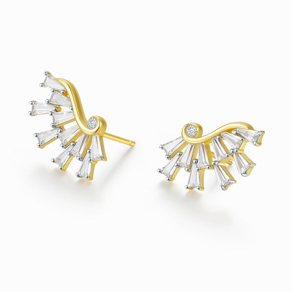 Crystal Angel Wings Ear Studs in 18k Gold Vermeil