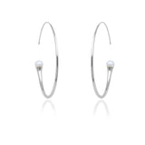 On Diet Mid Hoops with White Pearl in Rh 925Silver - ThEyes On