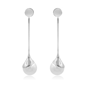 Devotion Long Dangle Pearl Earring in Rhodium 925 Silver - ThEyes On