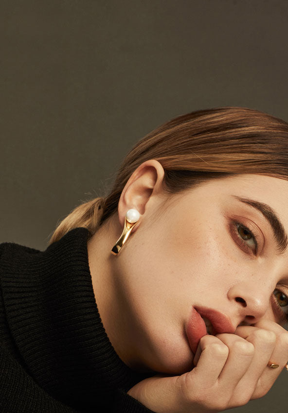 No More Tears Pearl Hoops in Rh 925Silver - ThEyes On