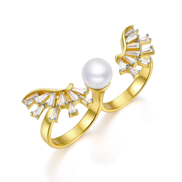 Double Wings Adjustable Ring in 18k Gold Vermeil