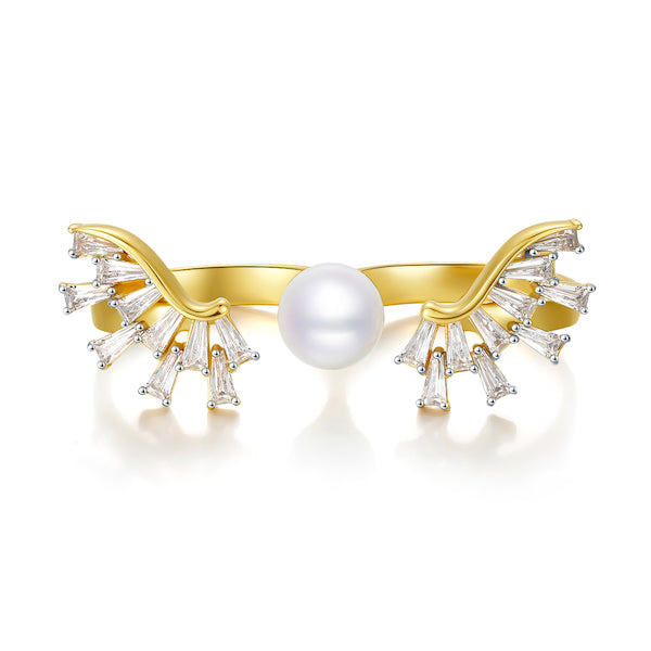 Double Wings Adjustable Ring in 18k Gold Vermeil