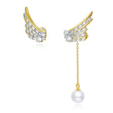 Crystal 2-Ways Angel Wings Earring in 18k Gold Vermeil