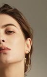 On Diet Mid Hoops with White Pearl in Rh 925Silver - ThEyes On