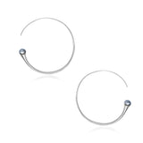 On Diet Mid Hoops with White Pearl in Rh 925Silver - ThEyes On