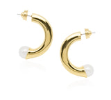 Adoring Pearl Thick Medium Hoops in 18k Gold - ThEyes On