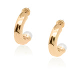 Adoring Pearl Thick Medium Hoops in 18k Rose Gold - ThEyes On