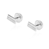 Large Rectangle Rh Silver Stud