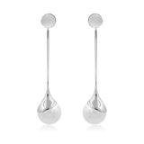 Devotion Long Dangle Pearl Earring in Rhodium 925 Silver - ThEyes On