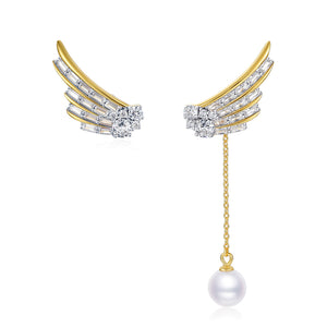 Crystal 2-Ways Angel Wings Earring in 18k Gold Vermeil