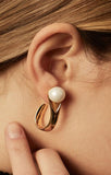 No More Tears Pearl Hoops in 18k Gold - ThEyes On